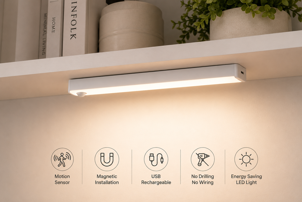 2-Pack Smart Motion Sensor LED Light Bar – Rechargeable, Magnetic & Wireless