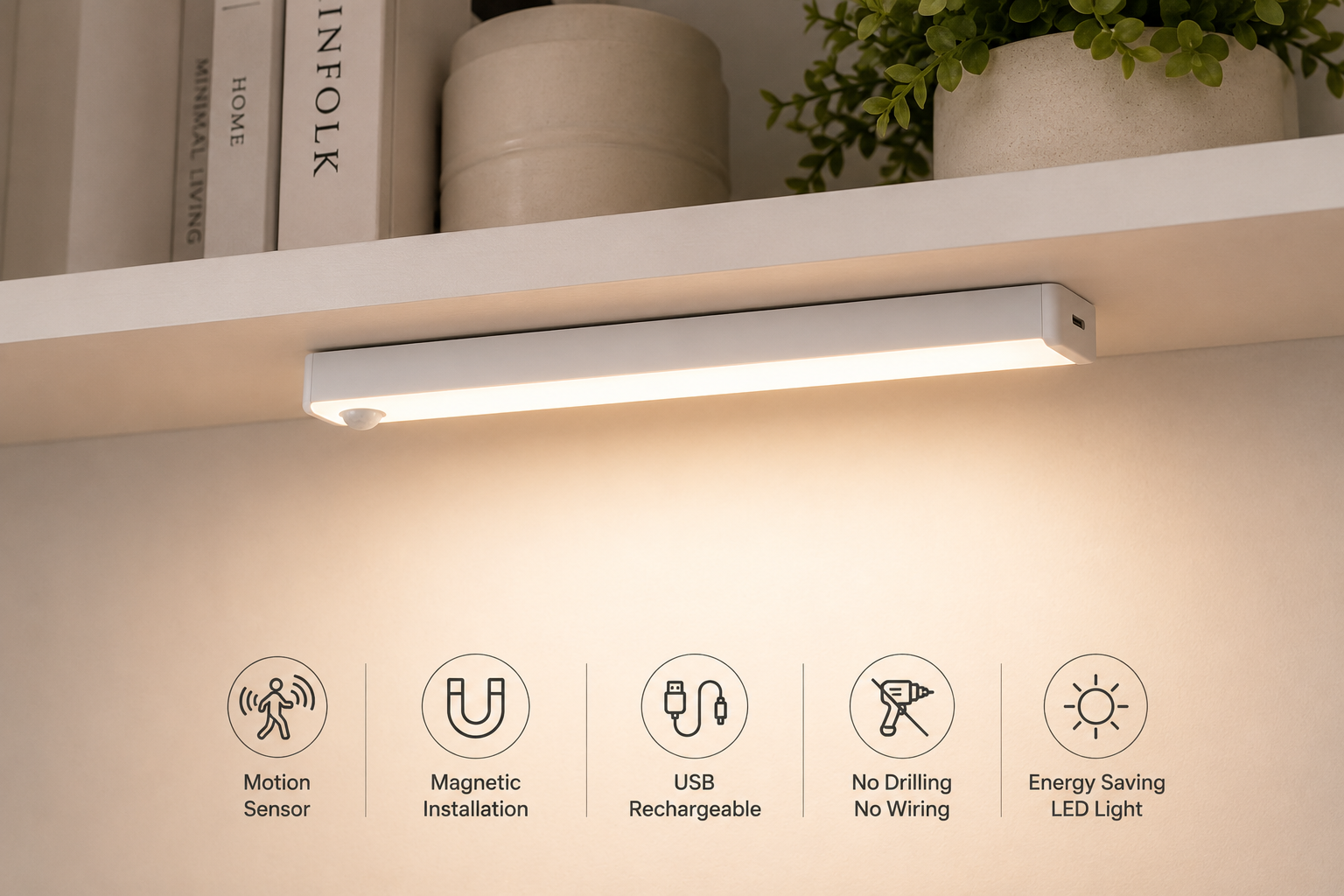 2-Pack Smart Motion Sensor LED Light Bar – Rechargeable, Magnetic & Wireless