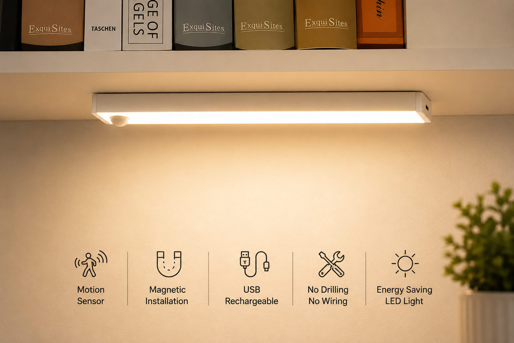 2-Pack Smart Motion Sensor LED Light Bar – Rechargeable, Magnetic & Wireless
