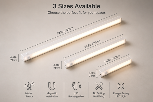 2-Pack Smart Motion Sensor LED Light Bar – Rechargeable, Magnetic & Wireless